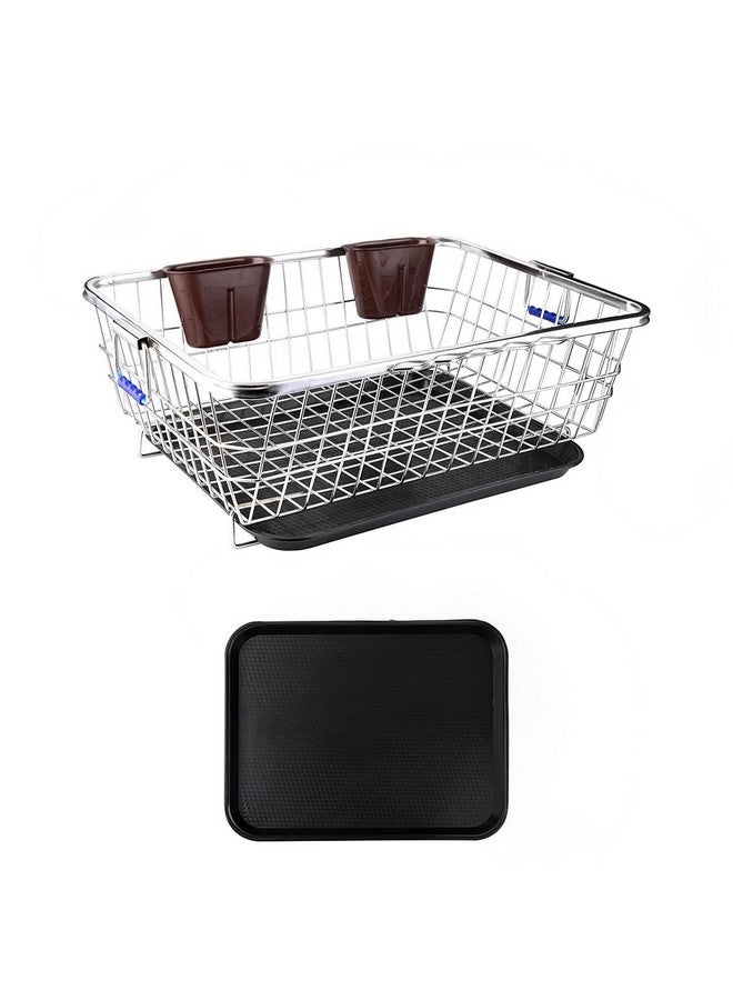 VISHVA 56 x 43 x 23 cm, Stainless Steel Drainer Utensil Drying Stand for Kitchen Plate Bartan Basket Sink Counter Top with Pic Spoon Stand