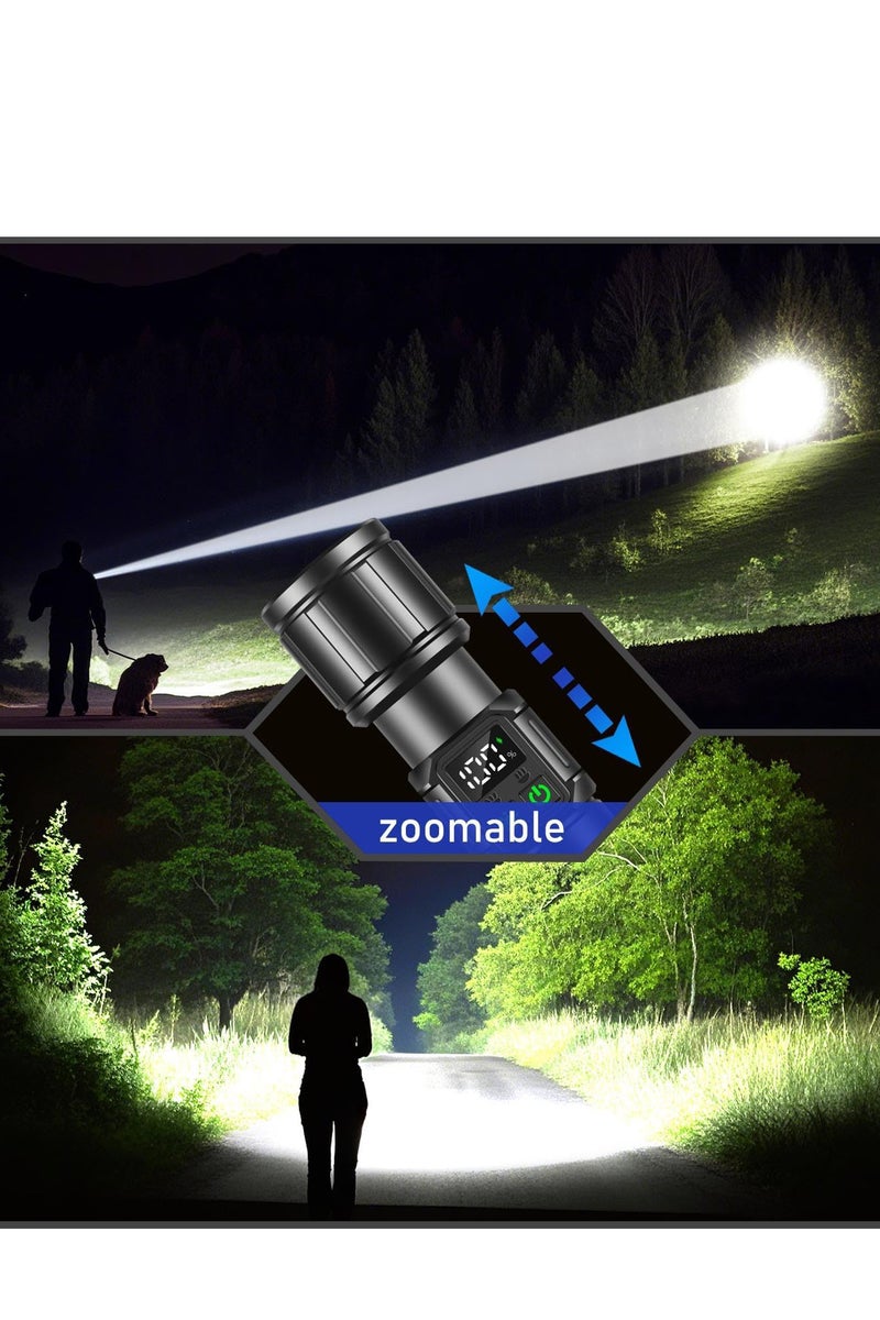 Flashlight for Camping,9 Modes High Lumens Waterproof and Shockproof Torch Light, Zoomable 30W LED Flashlight ,5000mAh Rechargeable Battery for long time use,Magnetic Base with COB Side LightTactical Flashlight for Camping, Hiking, Dog Walking - Image 5