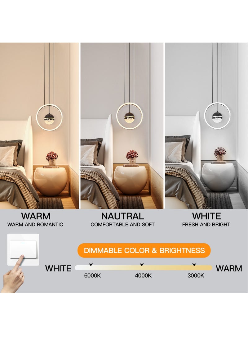 YATAI LIGHTING مصباح معلق فردي لغرفة الطعام، مصابيح معلقة حديثة صغيرة LED سوداء اللون لطاولة جزيرة المطبخ، مصباح معلق من الأكريليك بدرجة حرارة لون قابلة للتعديل لغرفة النوم - Image 3