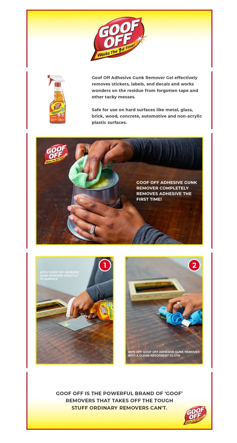 Goof Off Adhesive Gunk Remover Gel 473ml – Powerful Glue, Sticker & Residue Remover for Tape, Tar, Grease & Sticky Messes, Fast-Acting Surface Cleaner for Home, Office & Automotive Use - Image 5