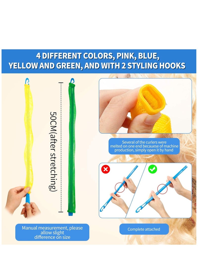 SYOSI - 28 Pieces Heatless Curlers No Heat Spiral Curls Hair Curlers Styling Kit with 2 Pieces Styling Hooks for Most Kinds of Hairstyles Assorted Color  50 cm - Image 1