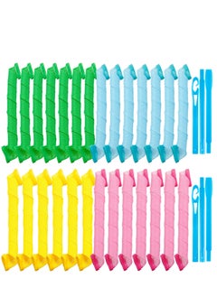 28 Pieces Heatless Curlers No Heat Spiral Curls Hair Curlers Styling Kit with 2 Pieces Styling Hooks for Most Kinds of Hairstyles Assorted Color  50 cm