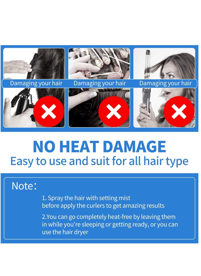 SYOSI - 28 Pieces Heatless Curlers No Heat Spiral Curls Hair Curlers Styling Kit with 2 Pieces Styling Hooks for Most Kinds of Hairstyles Assorted Color  50 cm - Image 1