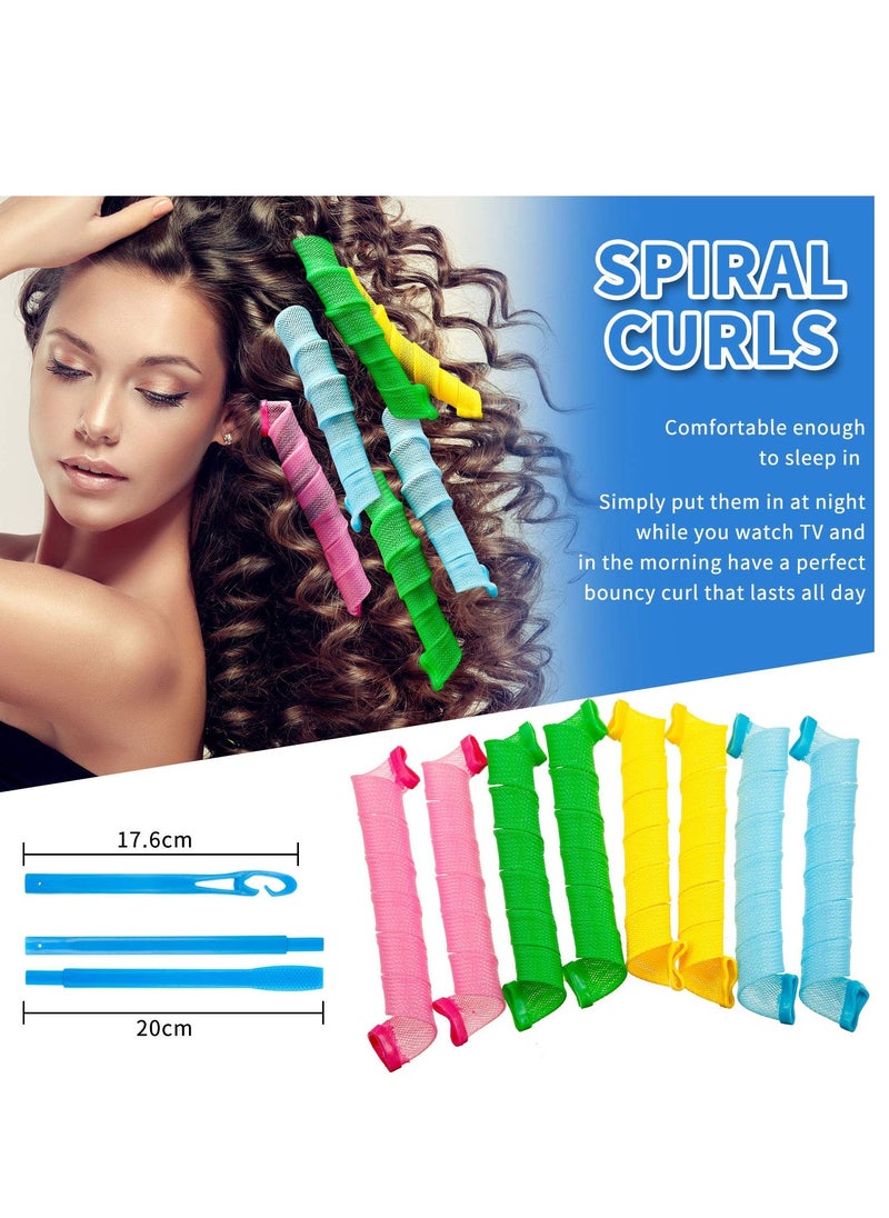 SYOSI - 28 Pieces Heatless Curlers No Heat Spiral Curls Hair Curlers Styling Kit with 2 Pieces Styling Hooks for Most Kinds of Hairstyles Assorted Color  50 cm - Image 1