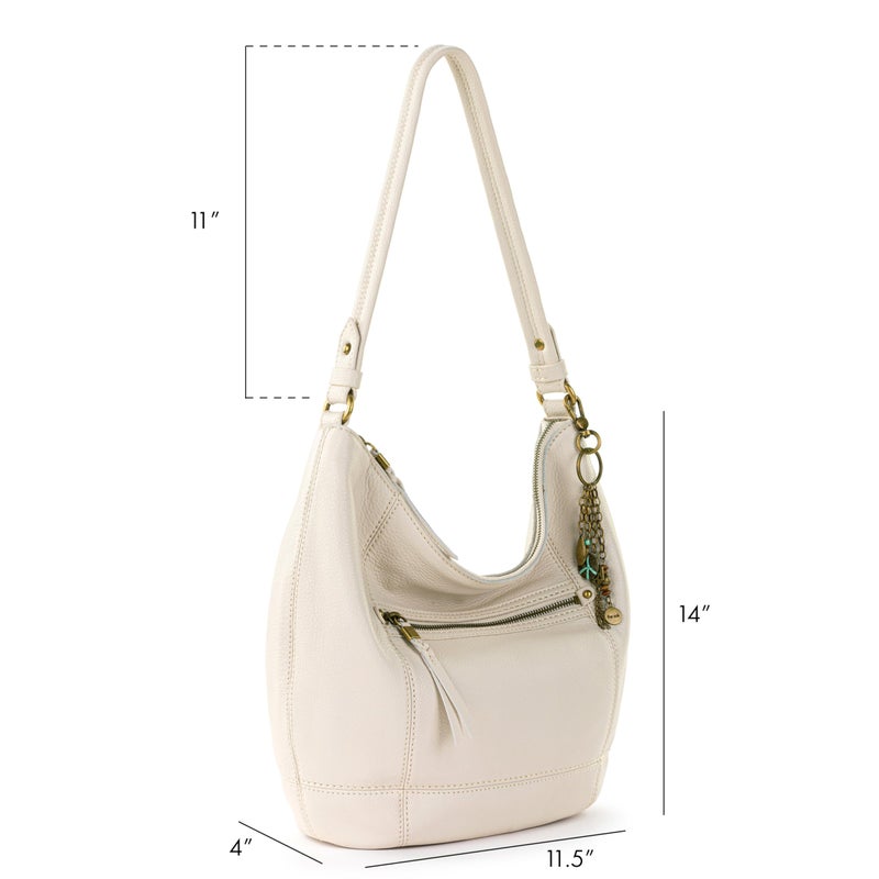 The Sak Sequoia Large Hobo Bag - Premium Leather Women's Handbag for Everyday & Travel - Designer Purse With Shoulder Bag Strap, Zipper Closure and Pockets - Stone - Image 4