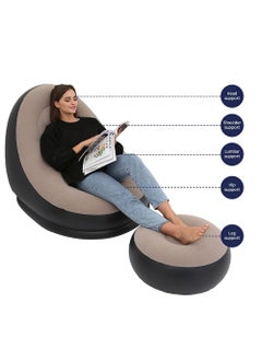 DOYKLI DOYKLI Comfort Inflatable Sofa Chair with Footstool Inflatable Chair with Household Air Pump Lounge Air Lazy SofaInflatable Lounge Chair for Indoor Living Room Reading RoomTravel Camping  - Image 4