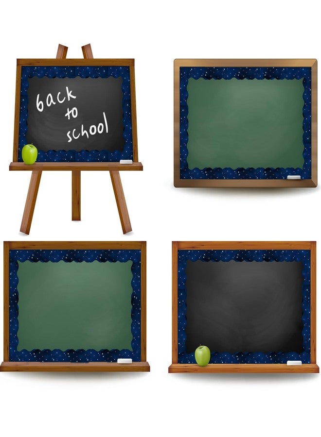 Whaline 32.8ft Galaxy Bulletin Board Borders Space Border Trim Blue Starry Night Sky Die-Cut Scalloped Border Trim for School Classroom Office Chalkboard Decoration - Image 3