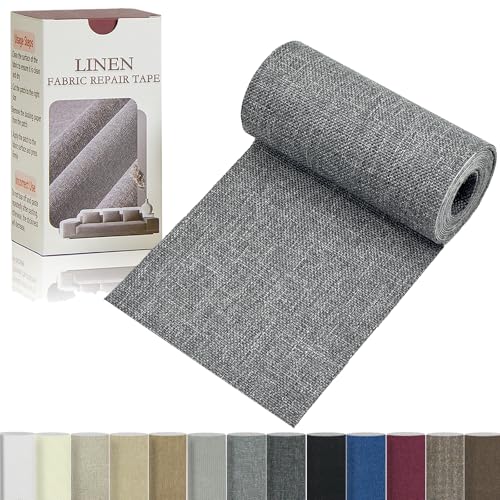 Gheeidau Linen Repair Tape 4x70 Inch Self-Adhesive Couch Patch Repair Fabric Patch for Furniture,Sofas,Cushion,Chairs,Bags,Linen Goods(Grey) - Image 1