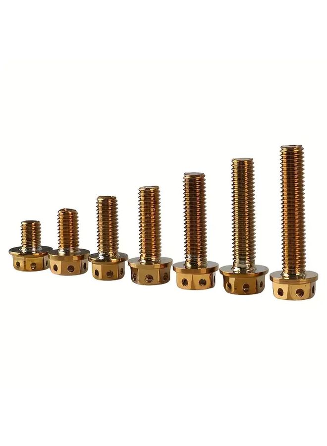 M8x20mm 10 قطعة برغي رأس فلانج من التيتانيوم والفولاذ المقاوم للصدأ مطلي بالكهرباء الفراغي بلون ذهبي محروق - Image 1