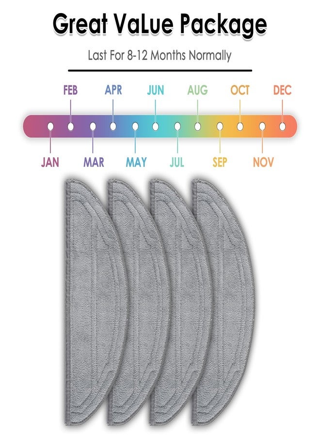 CHAIN PEAK (4 Pack) Q10S5, Q10S5+ Mop Pads Compatible with Roborock Q10 S5/ Q10 S5+ Robot Vacuum Cleaner, Washable Mop Cloth Accessories Kit, Q10S5/ Q10S5+ Mop Pad Refill, Replacement Parts - Image 4