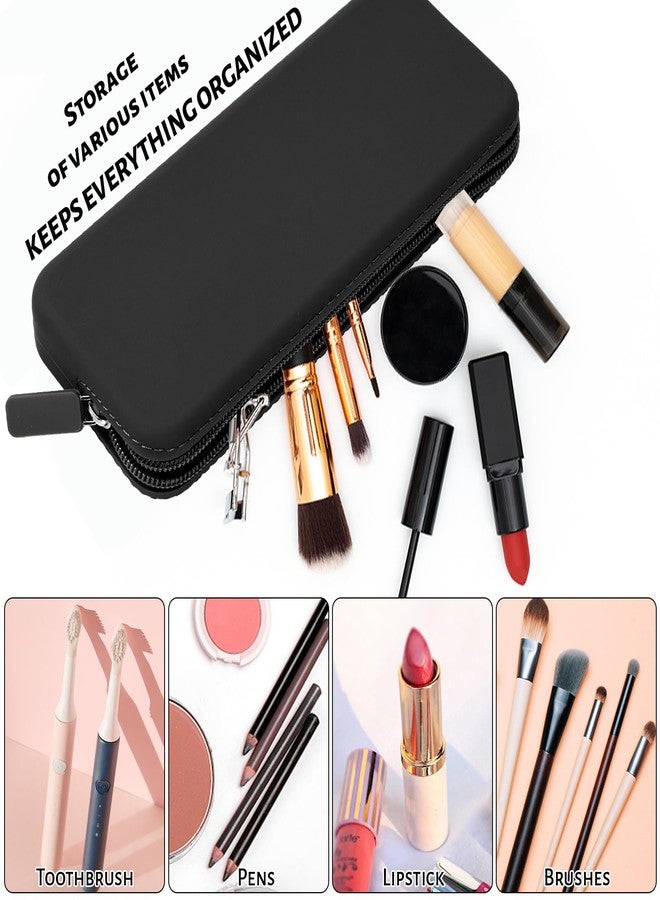 Sakolla Travel Makeup Brush Holder, Silicone Makeup Brush Bag with Zipper Closure, Makeup Brushes Organizer Case Washable Makeup Pouch Holder Case for Daily, Work, Essentials (Black) - Image 2