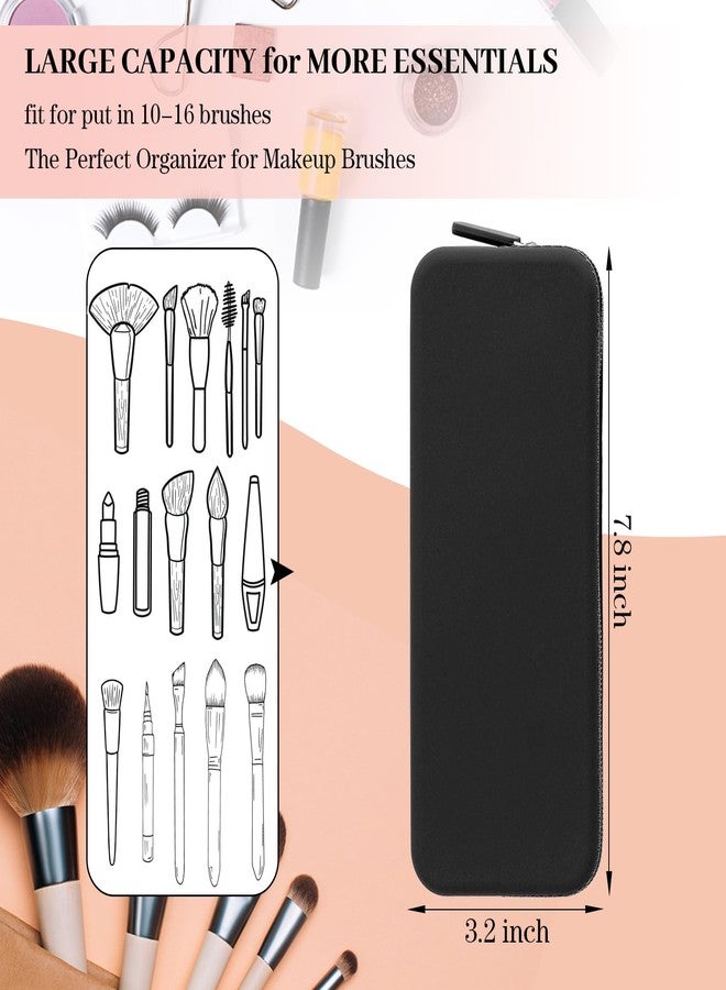 Sakolla Travel Makeup Brush Holder, Silicone Makeup Brush Bag with Zipper Closure, Makeup Brushes Organizer Case Washable Makeup Pouch Holder Case for Daily, Work, Essentials (Black) - Image 3