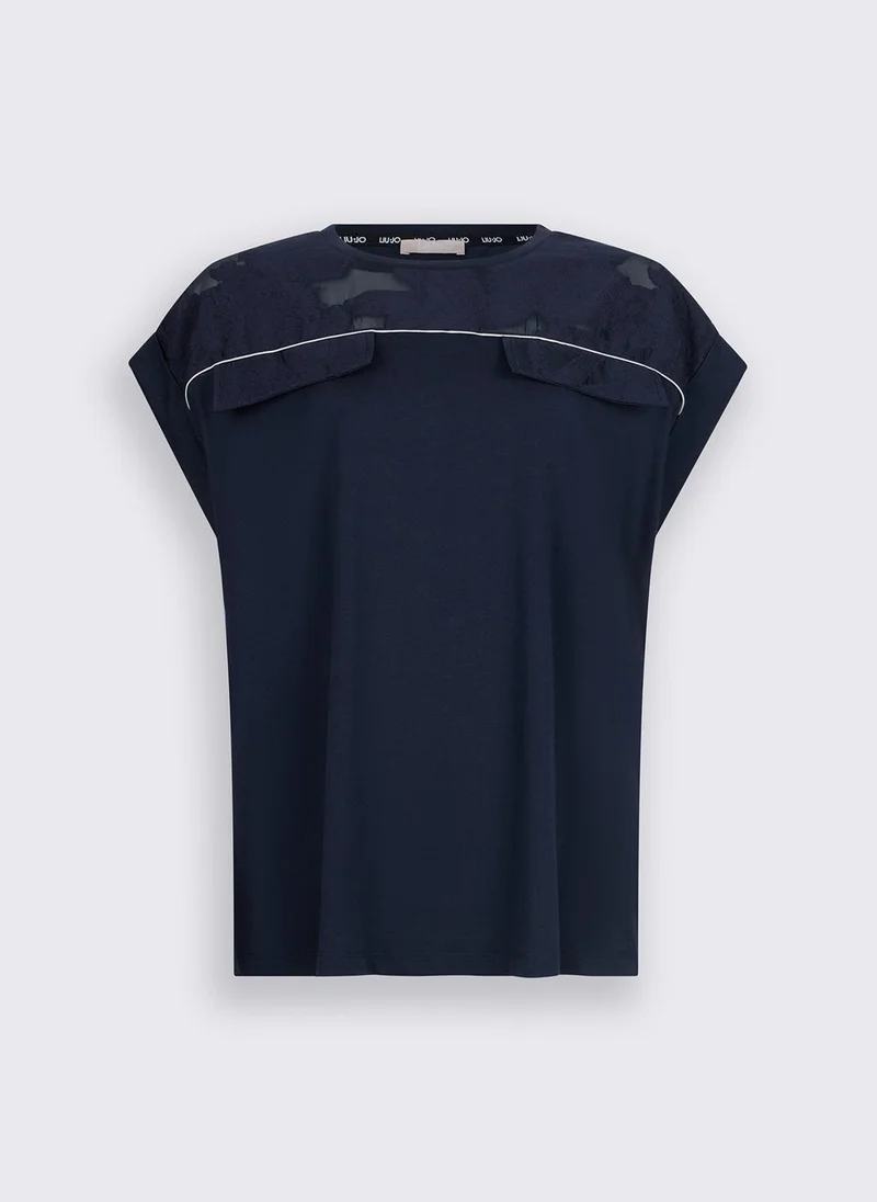 ليو جو T-Shirt with Organza Insert