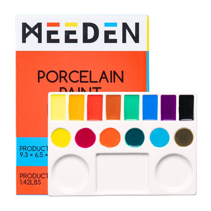 MEEDEN Ceramic Watercolor Palette,17-Well White Porcelain Mixing Tray Artist Painting Palette, Rectangle Painting Tray Palettes for Watercolor Gouache Acrylic Painting 9" x 6.5"