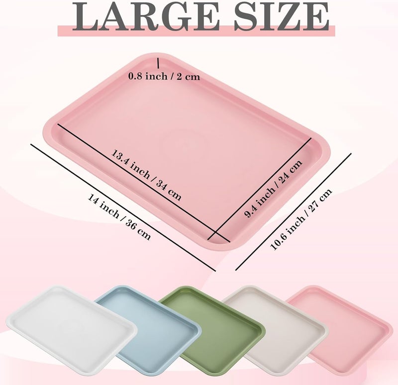Uiifan 20 Pcs Thicken Plastic Cafeteria Trays Fast Food Serving Tray Bulk Rectangular Serving Trays Restaurant Lunch Trays for Kitchen Hotel Dinner PartyLargeBrilliant Colors - Image 2