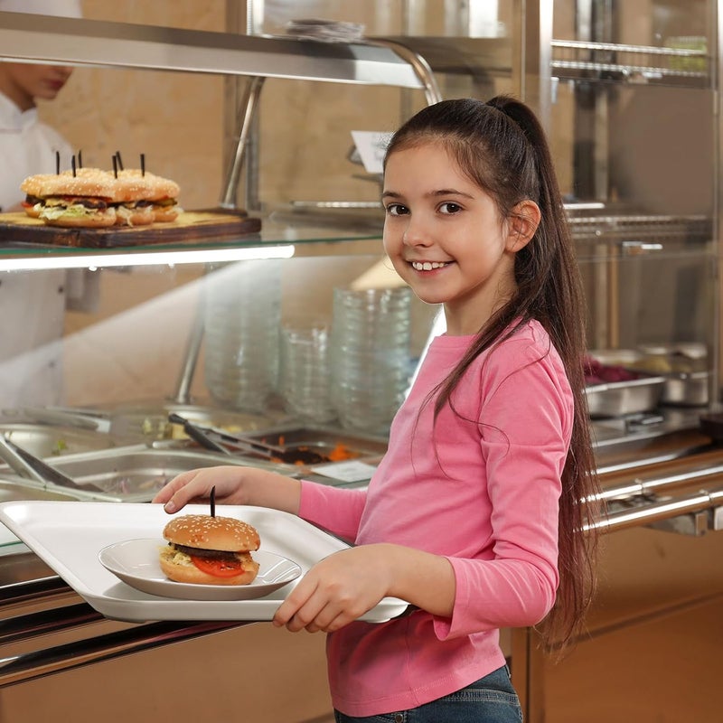 Uiifan 20 Pcs Thicken Plastic Cafeteria Trays Fast Food Serving Tray Bulk Rectangular Serving Trays Restaurant Lunch Trays for Kitchen Hotel Dinner PartyLargeBrilliant Colors - Image 3