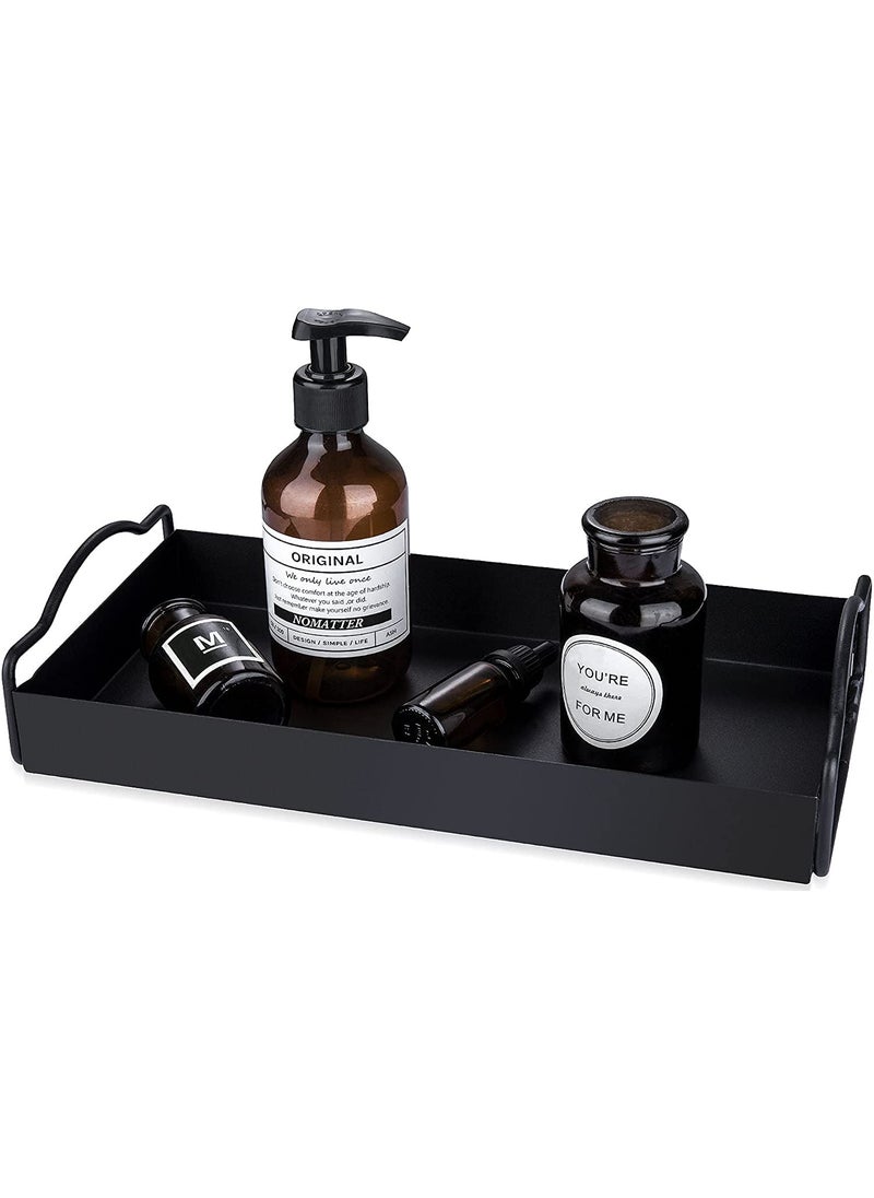SHIOK DECOR Shiok Decor 1Layer Metal Vanity Tray Countertop Bathroom Hand Towel Storage Organizer Tray Dispenser Sturdy Holder for Perfume Cosmetics Jewellery Makeup Organizer Black  - Image 1