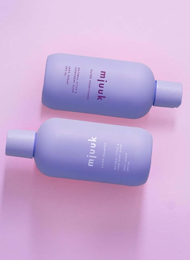 Mjuuk Silver Toning Conditioner | For Blonde Highlighted And Grey Hair Neutralises Brassiness Weightless Silky Finish | 100 Percent | Vegan 250ml - Image 2