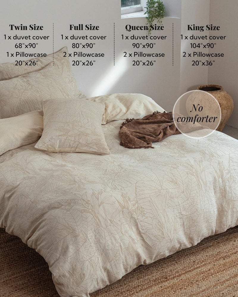 MILDLY Linen Cotton Duvet Cover - Jacquard Textured Tropical Comforter Cover Set 3pcs with Zipper Closure Breathable & Minimalist for All Season - Image 5