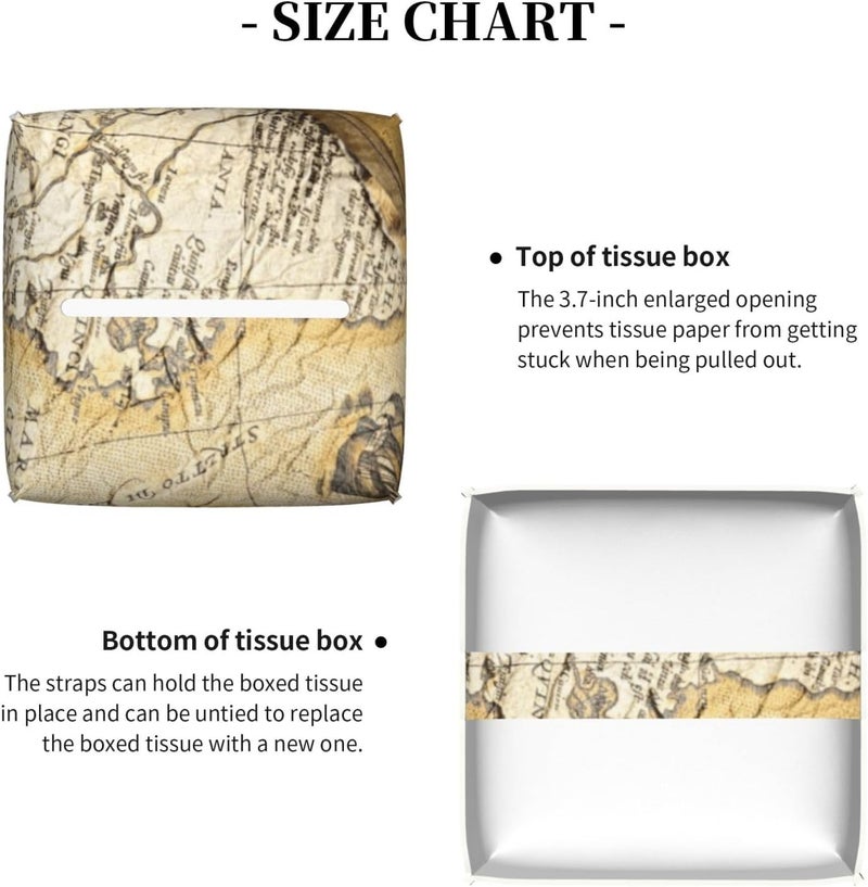 Old Nautical Maps Ancient Navigation Instruments, Maps, Compasses, Log Books Square Tissue Box Cover, Cube Tissue Box Holder, Table Tissue Box - Image 4