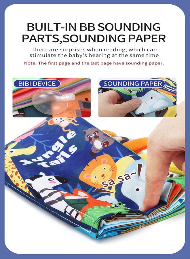 Baby 3D Soft Cloth Book, Sensory Enlightenment, Non-Toxic Washable, Hanging Teething Ring, Animal Cognition, Fine Motor Skills Training - Image 3