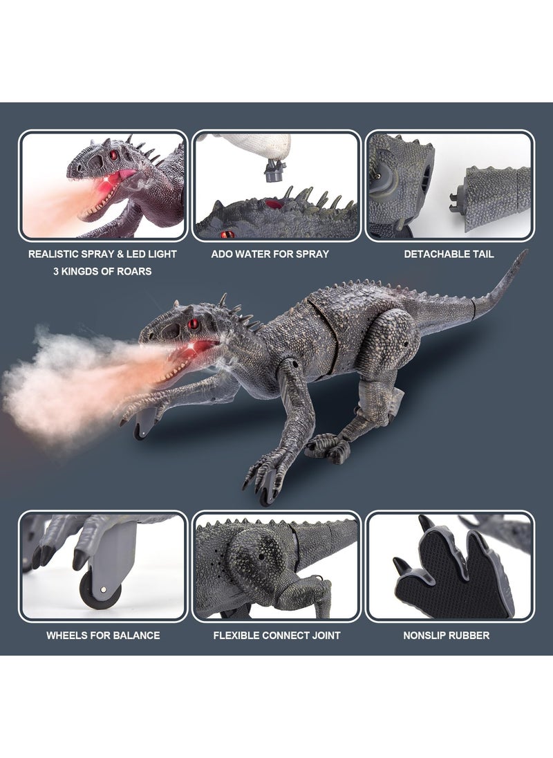 PowerTRC Remote Control Dinosaur for Kids Ages 3 4 5 6 7 8 9 10 Auto Mist Spraying RC LED Sound Rechargeable USB Port Realistic Outdoor 24G RC Dinosaur Toys Gifts for Boys Kids 310 Years Old Indo Rex Toys  - Image 2