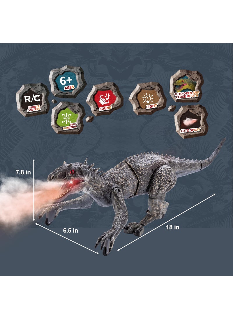PowerTRC Remote Control Dinosaur for Kids Ages 3 4 5 6 7 8 9 10 Auto Mist Spraying RC LED Sound Rechargeable USB Port Realistic Outdoor 24G RC Dinosaur Toys Gifts for Boys Kids 310 Years Old Indo Rex Toys  - Image 4
