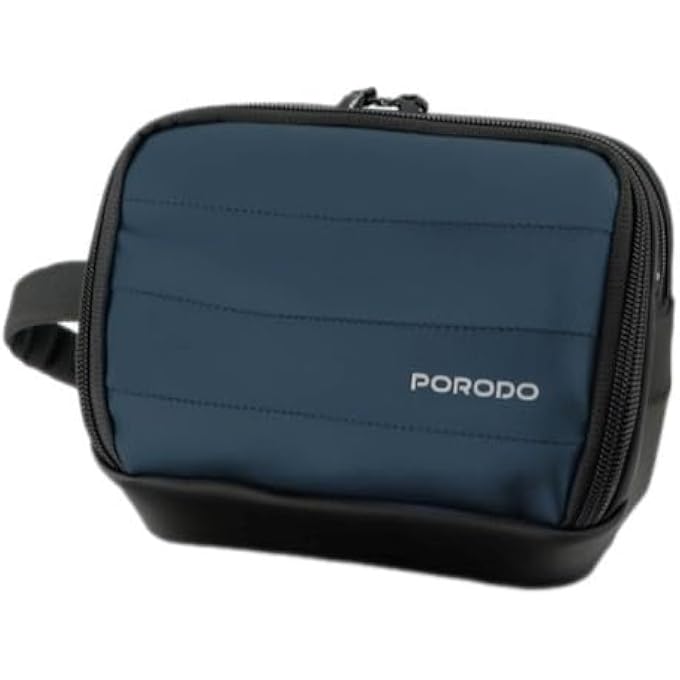 LIFESTYLE TECH ORGANIZER POUCH, WATER-RESISTANT FABRIC, MESH POCKETS, QUICK-GRAB HANDLE, SPACIOUS ELECTRONICS BAG & TECH ACCESSORIES CASE FOR HEADPHONES, CABLES, CHARGERS, HARD DRIVE (BLUE)