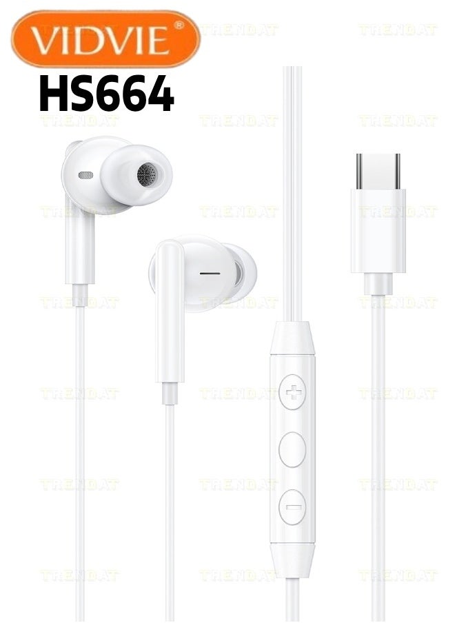 Vidvie - In-Ear Headphone With Type C port Model (HS664) High Quality Stereo Sound and Excellent Microphone - Image 1