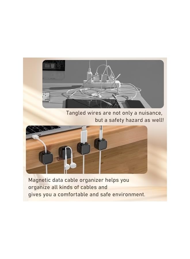 erorex 4 Pack Magnetic Cable Clips, Nightstand Cell Phone Cable Clip, Self-adhesive Cable Organizer, for Home, Desk, Cell Phone Charging Cable, Car Charging Cable Organization Use (Black & White) - Image 4