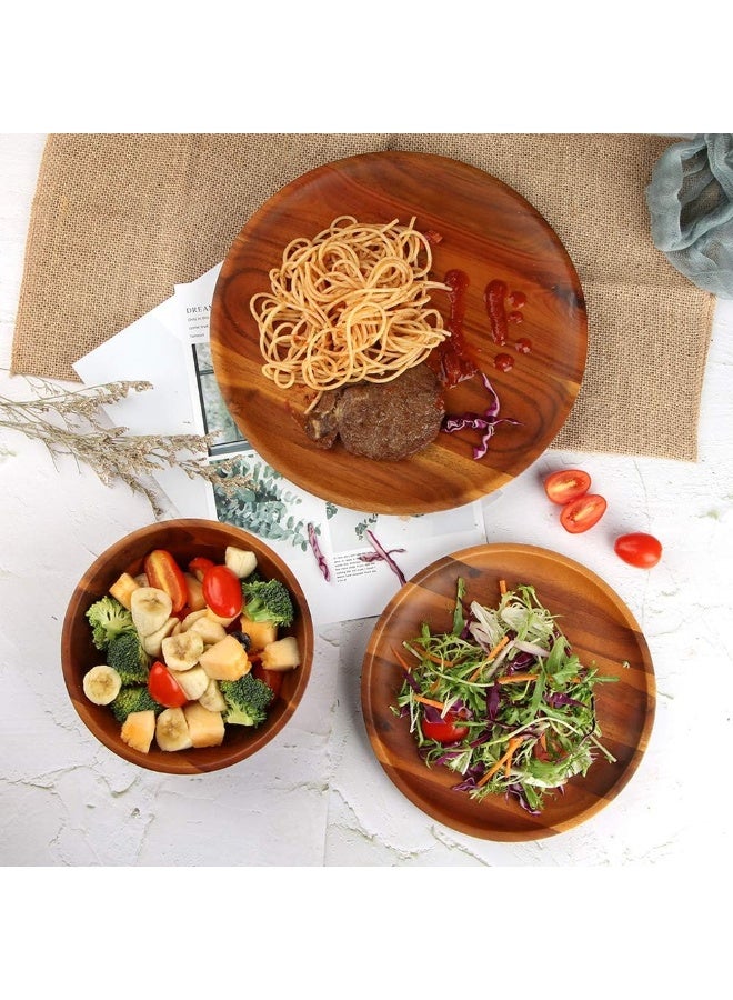 AIDEA Wood Dinnerware Set 12pcs Acacia Wood Tableware Set Dishes Set for 4 - Image 3