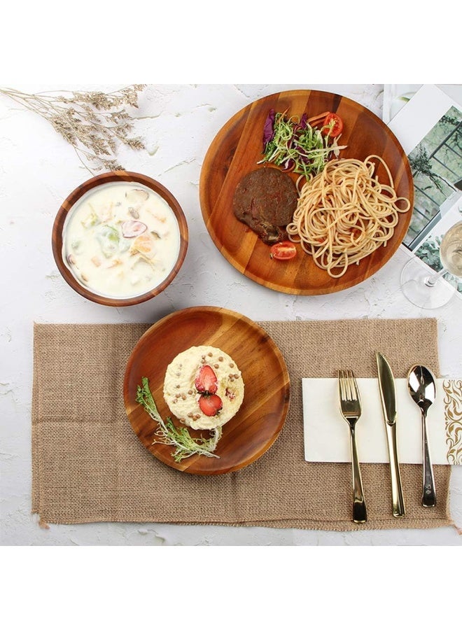 AIDEA Wood Dinnerware Set 12pcs Acacia Wood Tableware Set Dishes Set for 4 - Image 2