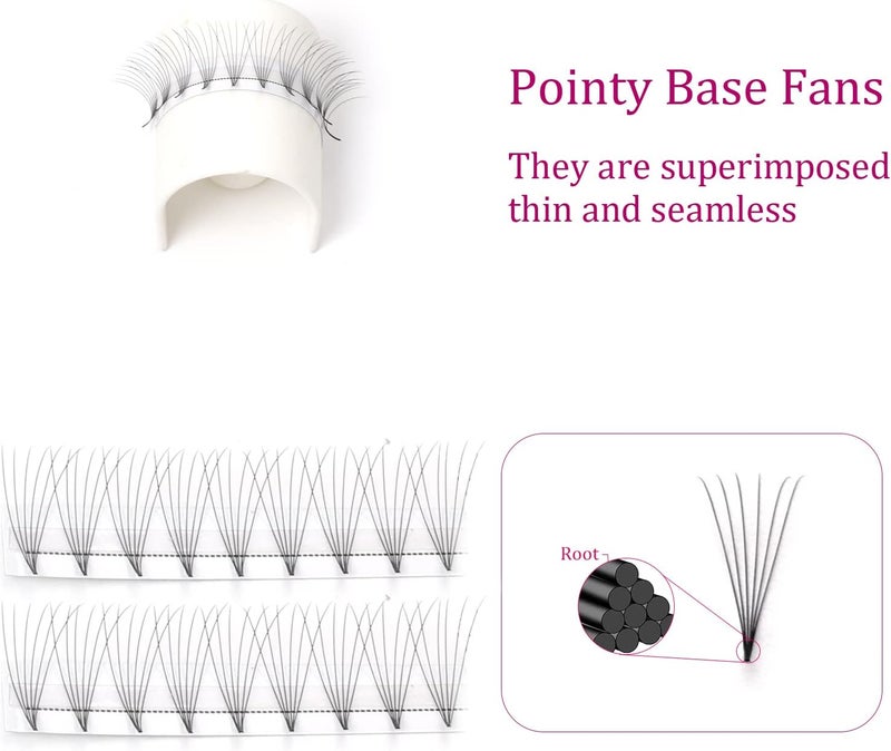 FADLASH Volume Lash Extensions 6D 0.07 Lash Fans D Curl Mixed Tray 8-14mm Premade Volume Eyelash Extensions Short Stem Lash Extension Supplies (6D-0.07-D, Mix 8-14mm) Balanced universal design - Image 2