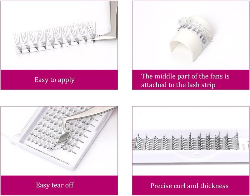 FADLASH Volume Lash Extensions 6D 0.07 Lash Fans D Curl Mixed Tray 8-14mm Premade Volume Eyelash Extensions Short Stem Lash Extension Supplies (6D-0.07-D, Mix 8-14mm) Balanced universal design - Image 4