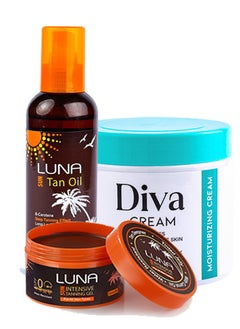 Luna group tanning (tanning gel 130 gm-tanning oil200 ml -  Moisturizing Cream For all Skin Types 500 GM ) 