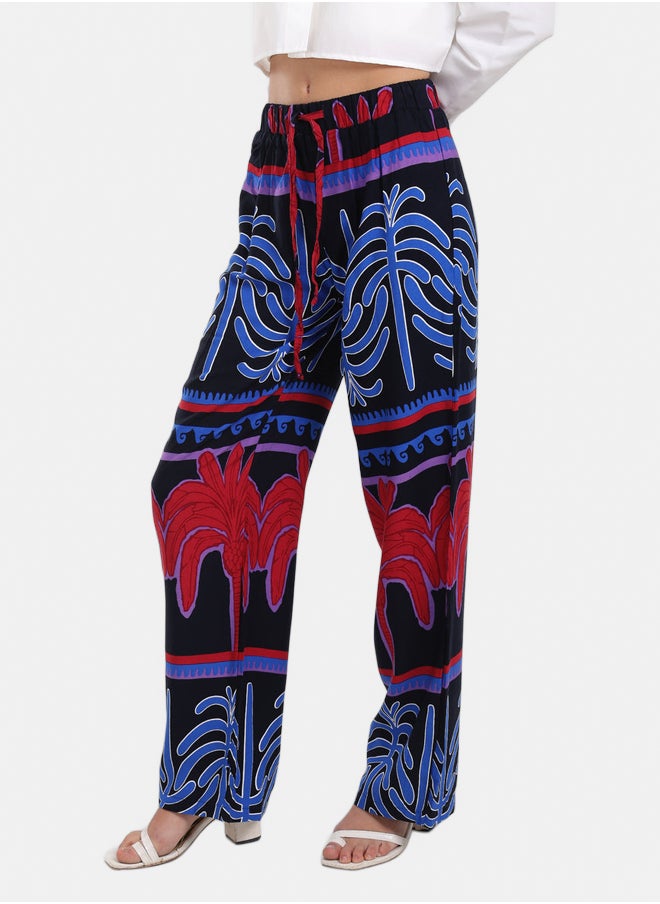 Colored Palm Print Pants