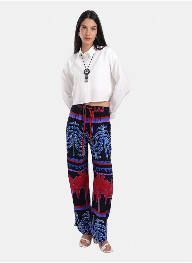 Colored Palm Print Pants