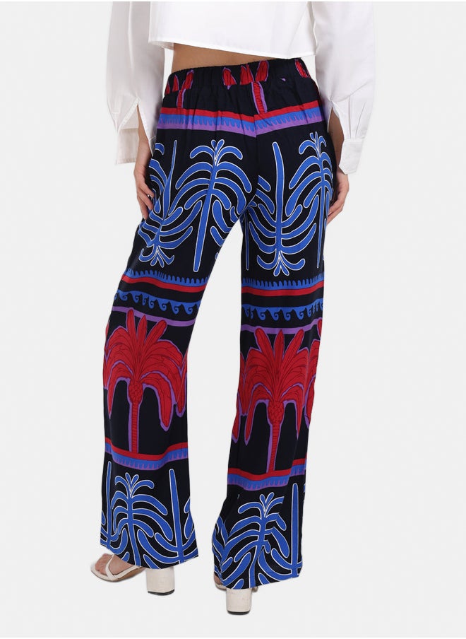 Colored Palm Print Pants