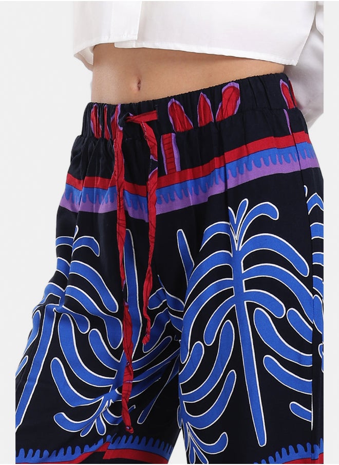 Colored Palm Print Pants