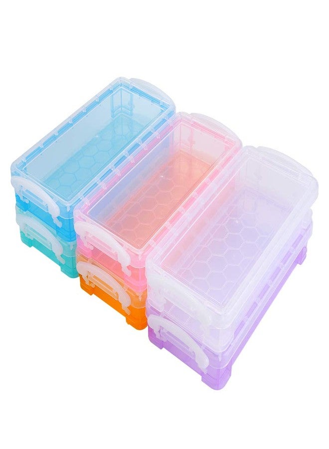 BTSKY 6 Colors Large Capacity Pencil Box with White Buckles, Office Supplies Storage Organizer Box, Brush Painting Pencils Storage Box Watercolor Pen Container Drawing Tools - Image 2