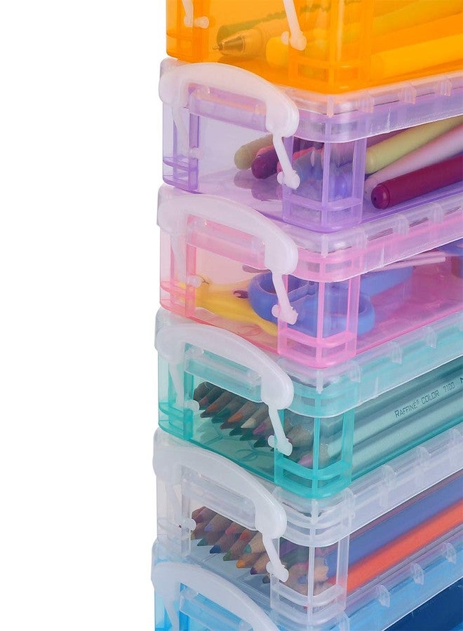 BTSKY 6 Colors Large Capacity Pencil Box with White Buckles, Office Supplies Storage Organizer Box, Brush Painting Pencils Storage Box Watercolor Pen Container Drawing Tools - Image 5