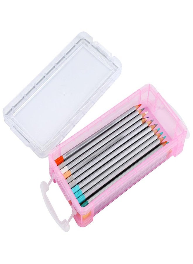 BTSKY 6 Colors Large Capacity Pencil Box with White Buckles, Office Supplies Storage Organizer Box, Brush Painting Pencils Storage Box Watercolor Pen Container Drawing Tools - Image 3