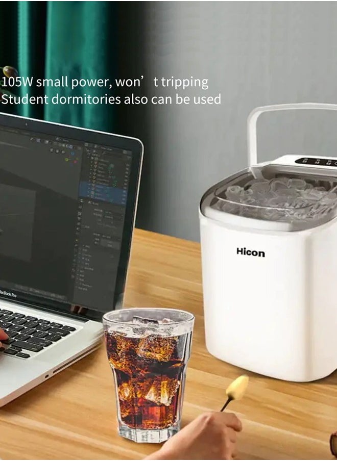 HICON Lightweight and Portable Automatic Ice Maker, Self- Cleaning Function, Easy to Operate, Smart Operation Quick Ice Making 1.3 Liter With Low Noise, for Home Kitchen, Bars, Coffee Shops, Restaurant HZB-16M-White  - Image 2