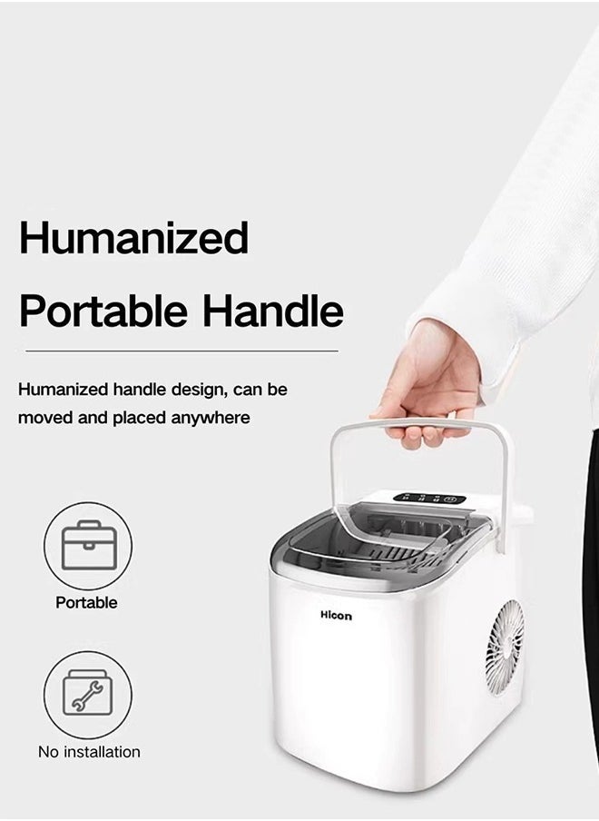 HICON Lightweight and Portable Automatic Ice Maker, Self- Cleaning Function, Easy to Operate, Smart Operation Quick Ice Making 1.3 Liter With Low Noise, for Home Kitchen, Bars, Coffee Shops, Restaurant HZB-16M-White  - Image 4