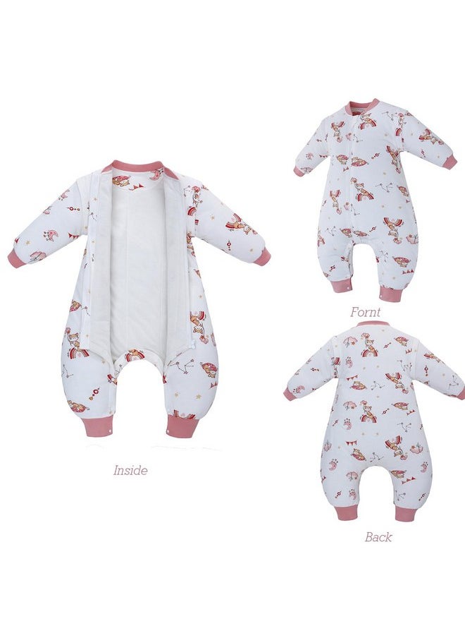Miracle Baby Winter Baby Sleep Bag with Feet 2.5 TOG 100% Cotton Wearable Blanket with Legs Detachable Long Sleeves Baby Sleep Bag with Safty 2-Way Zipper & Button Unisex Sleeping Sack 0-12 Months (Pink Rainbow)  - Image 2