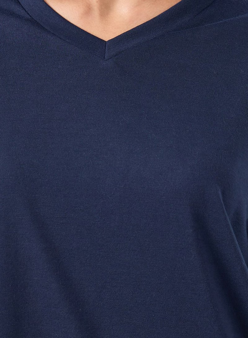 ستايلي طقم بيجاما من بنطال بأساور مع تيشيرت سادة - Image 3