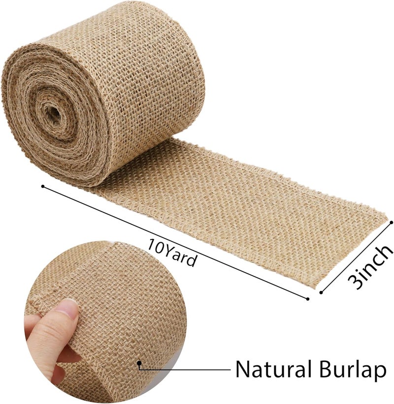 LaRibbons 3" Wide Tan Burlap Fabric Craft Ribbon - 10 Yards - Image 5