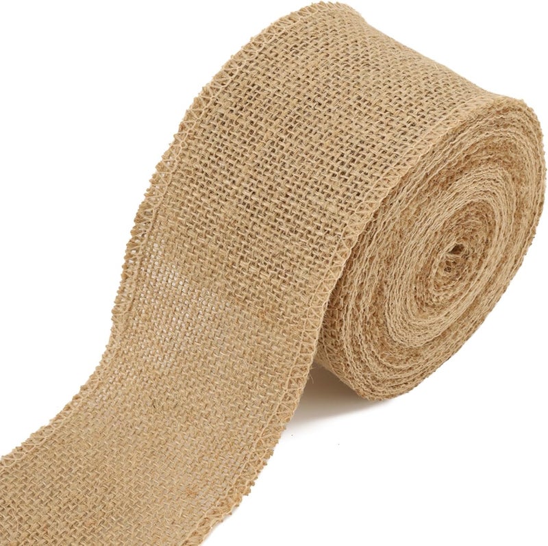 LaRibbons 3" Wide Tan Burlap Fabric Craft Ribbon - 10 Yards - Image 1
