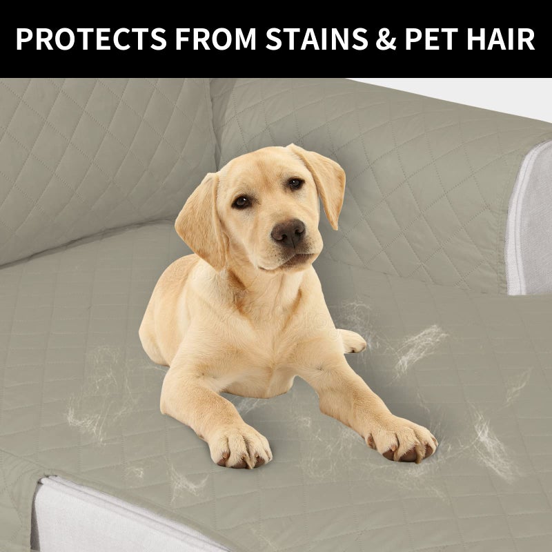 إيزي-جوينج غلاف أريكة صالة سهلة العكس قابلة للانعكاس غطاء أريكة مقاومة للماء أريكة أريكة مقطع على شكل أريكة مع حامي أثاث الأشرطة القابل للتعديل للكلاب (115 × 34 في البيج/البيج) - Image 4