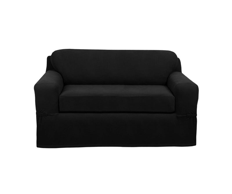 Maytex Pixel Ultra Soft Stretch Couch Furniture Cover Slipcover 2Piece Loveseat Black